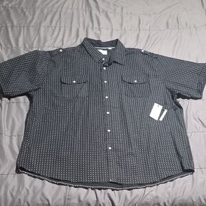 Men's Big & Tall Navy White Polka Dot Casual Shirt